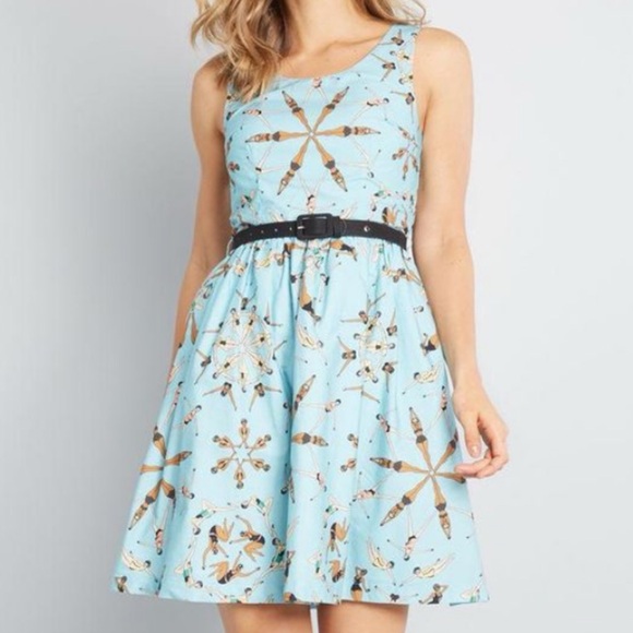 ModCloth x Dupenny Synchronized Swimmers Optimistic Effect A-line Retro Dress 1X - Picture 11 of 16